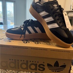 Adidas Sambas Black and White Sneakers with Gum Sole